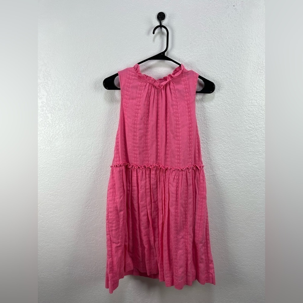 Draper James RSVP Sz M Pink Ruffle Trim Dress Casual Cotton Effortless TC0758